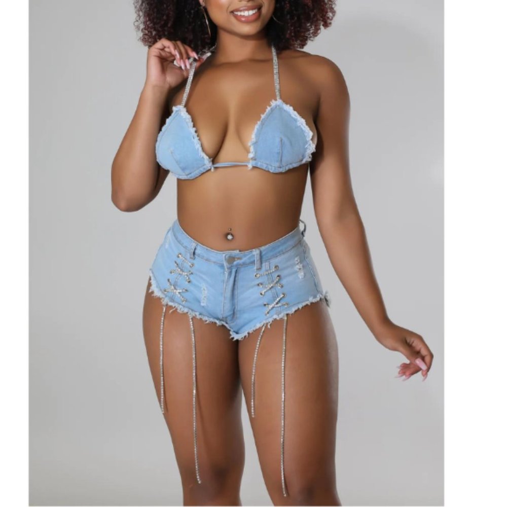 🚨 LAST CHANCE!!! Denim Rhinestone Diamond Dream Set - NWT